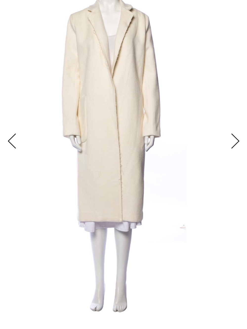 Long Cream Trench Coat with Tailored Collar